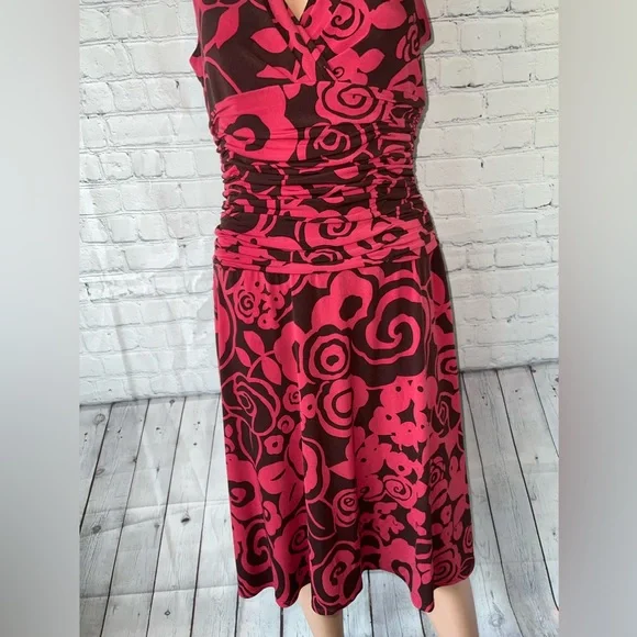 Maggy Boutique Red & Brown Floral Dress size 8 - Picture 3 of 9